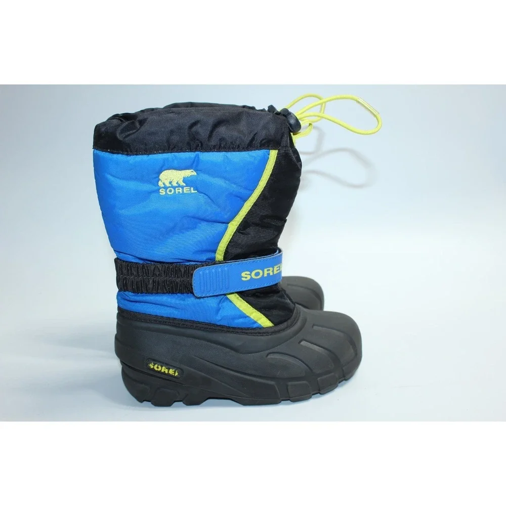 SOREL Flurry Youth Kids Insulated Winter Waterproof Snow Boots Blue-Black Size 1